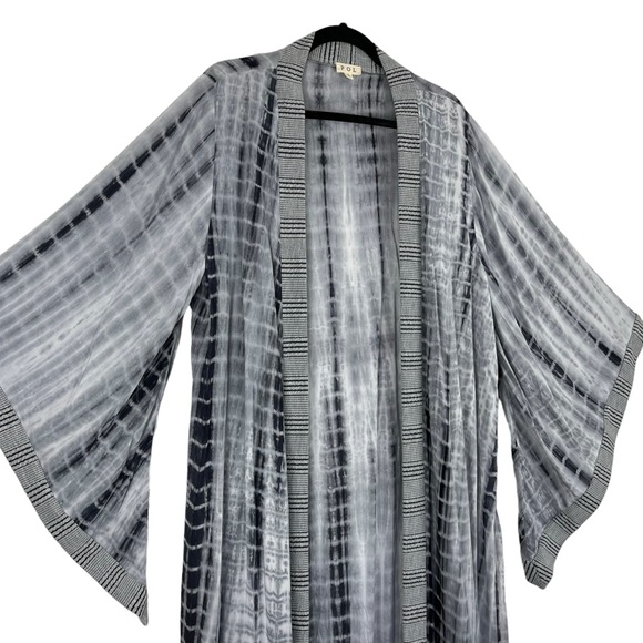 POL Ultra Thin Super Stylish Kimono Sleeve Tie Dye Maxi Duster Size Large - Picture 5 of 9